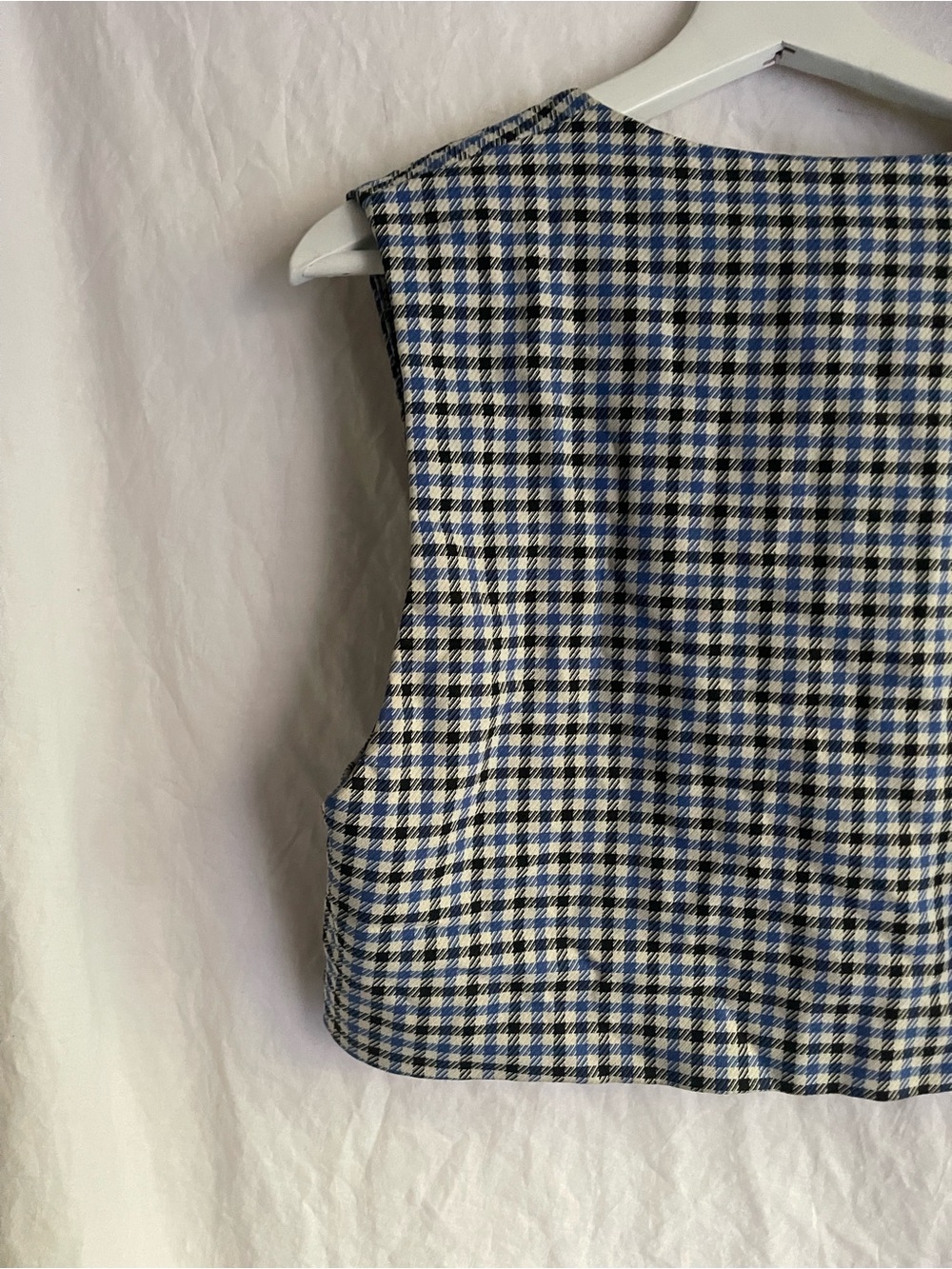 ZARA Gingham Houndstooth Cropped Vest V-Neck Sleeveless Crop Top Size S Preppy - Picture 7 of 15